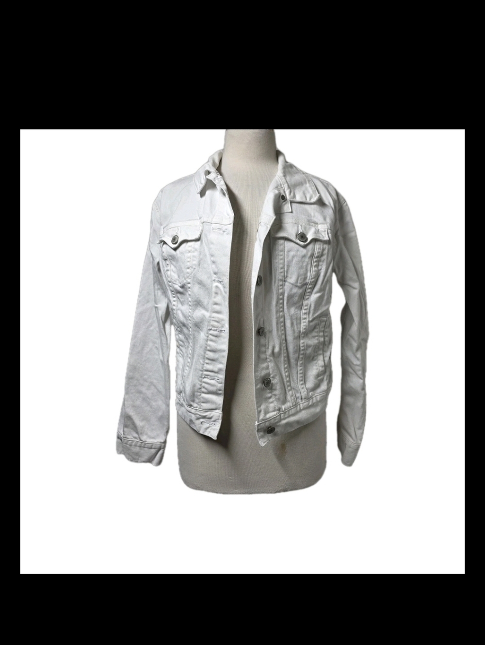 WOMENS OLD NAVY WHITE LONG SLEEVE BUTTON UP DENIM JACKET SIZE M